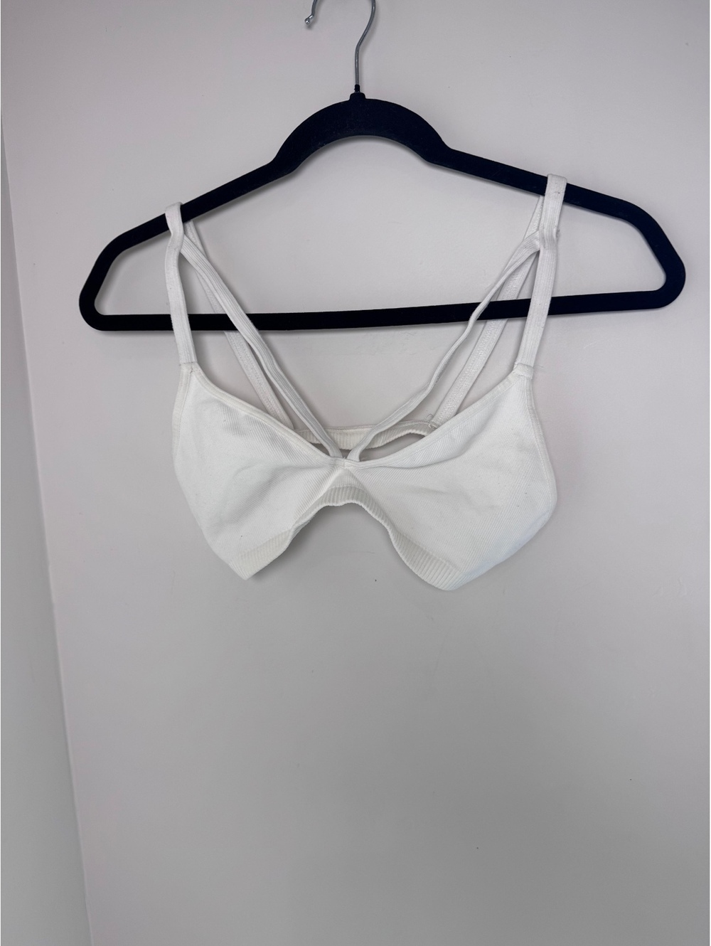 Intimately Free People M/L White Seamless Ribbed Strappy Bralette Made in USA